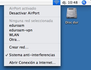Menú de control del Airport Menú de control del Airport